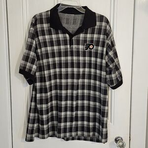 Vintage Lee Sport Philadelphia Flyers Men's Large XL Polo NHL Embroidered Plaid